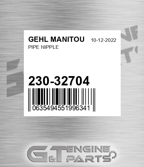 230-32704 Pipe Nipple for GEHL MANITOU