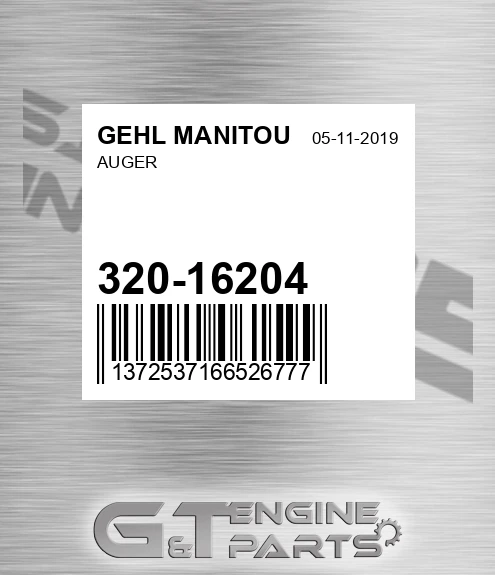 320-16204 Auger for GEHL MANITOU