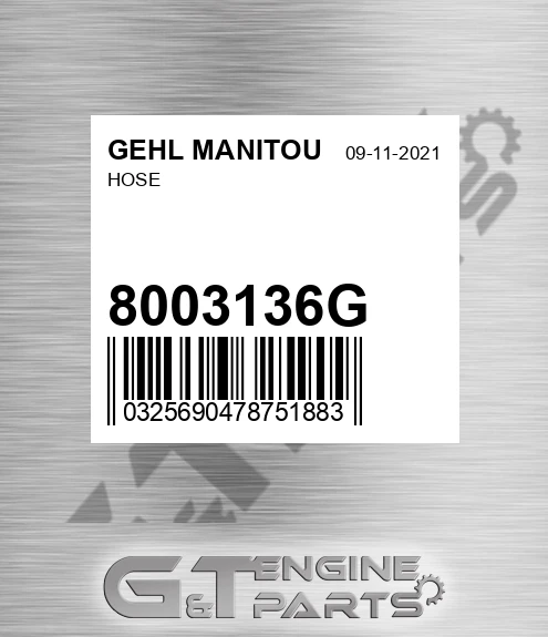 8003136G Hose for GEHL MANITOU