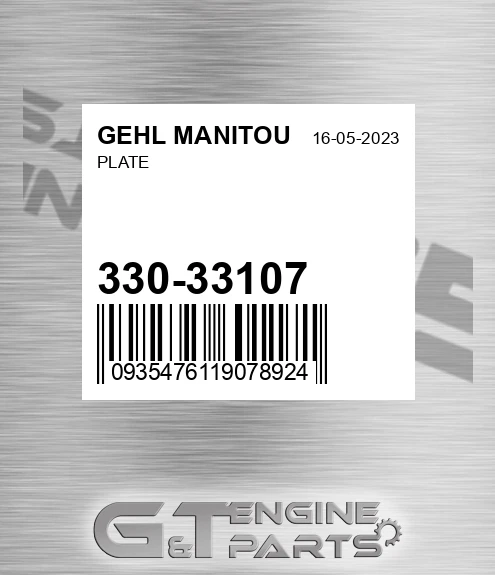 330-33107 Plate for GEHL MANITOU