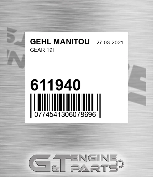 611940 Gear 19t for GEHL MANITOU
