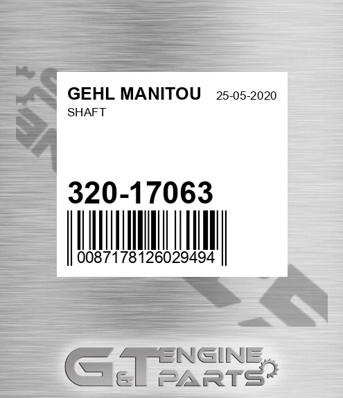 320-17063 Shaft for GEHL MANITOU