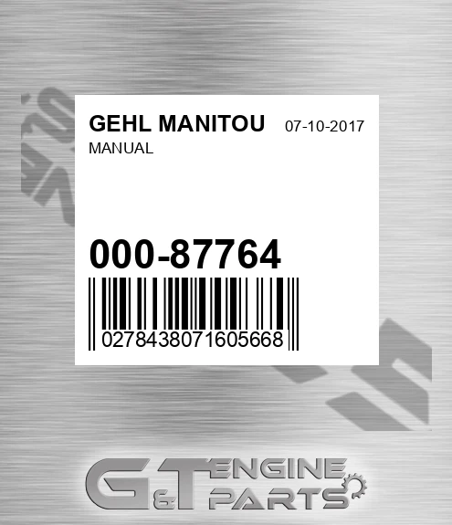 000-87764 Manual for GEHL MANITOU