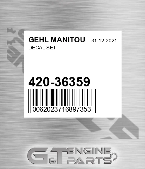 420-36359 Decal Set for GEHL MANITOU