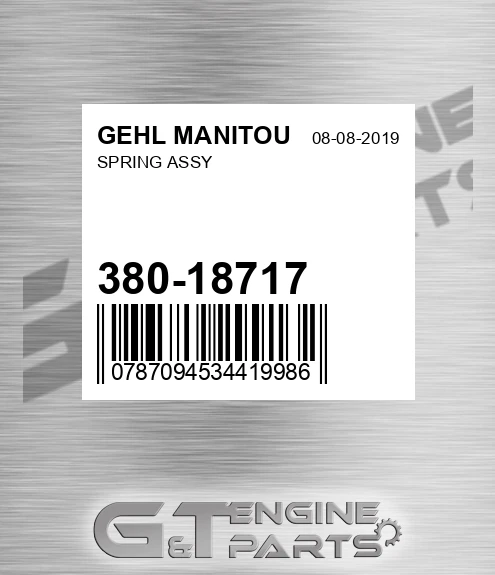 380-18717 Spring Assy for GEHL MANITOU