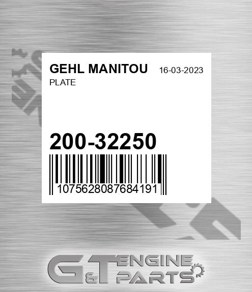 200-32250 Plate for GEHL MANITOU