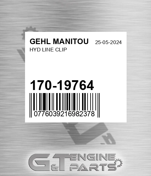170-19764 Hyd Line Clip for GEHL MANITOU