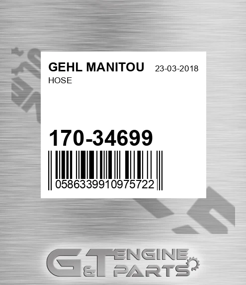 170-34699 Hose for GEHL MANITOU