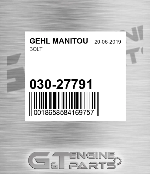 030-27791 Bolt for GEHL MANITOU