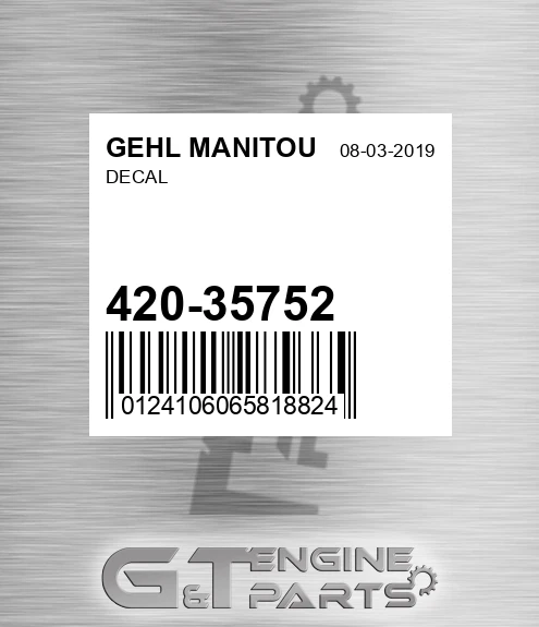 420-35752 Decal for GEHL MANITOU