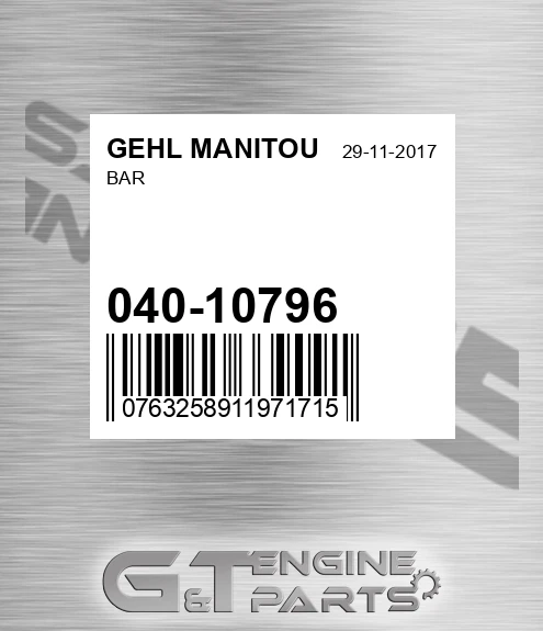 040-10796 Bar for GEHL MANITOU