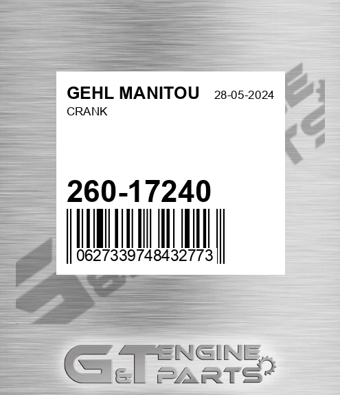 260-17240 Crank for GEHL MANITOU