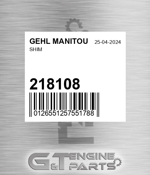 218108 Shim for GEHL MANITOU