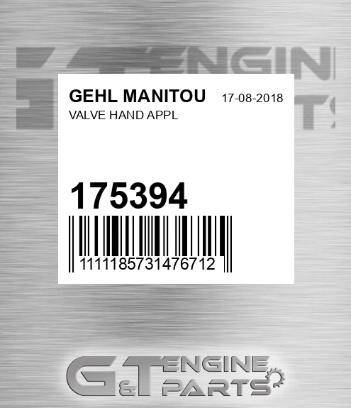 175394 Valve Hand Appl for GEHL MANITOU