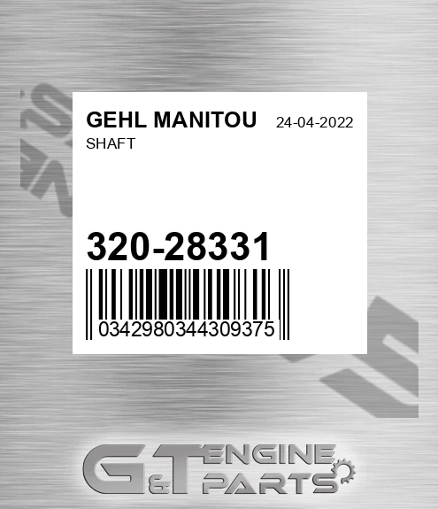320-28331 Shaft for GEHL MANITOU