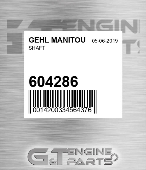 604286 Shaft for GEHL MANITOU