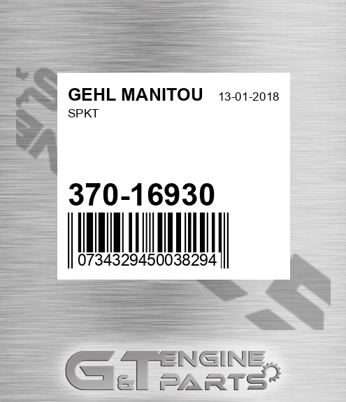 370-16930 Spkt for GEHL MANITOU