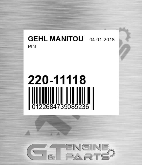 220-11118 Pin for GEHL MANITOU