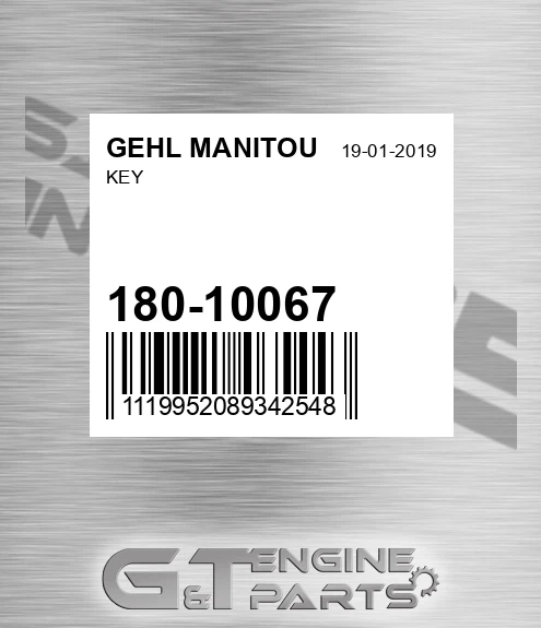 180-10067 Key for GEHL MANITOU