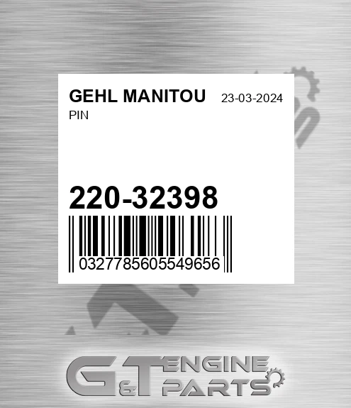220-32398 Pin for GEHL MANITOU