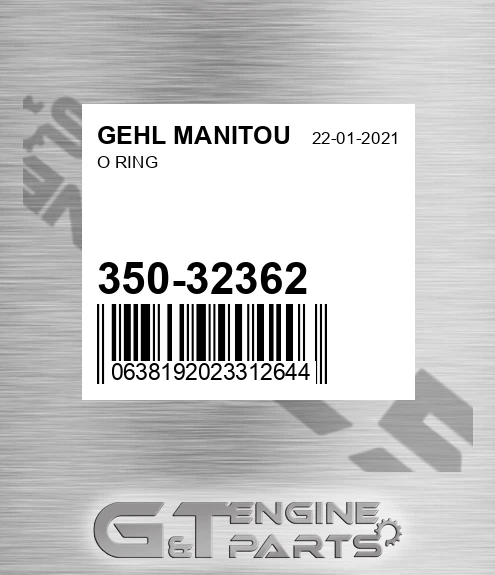 350-32362 O Ring for GEHL MANITOU