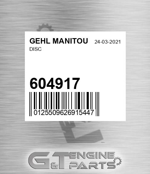 604917 Disc for GEHL MANITOU