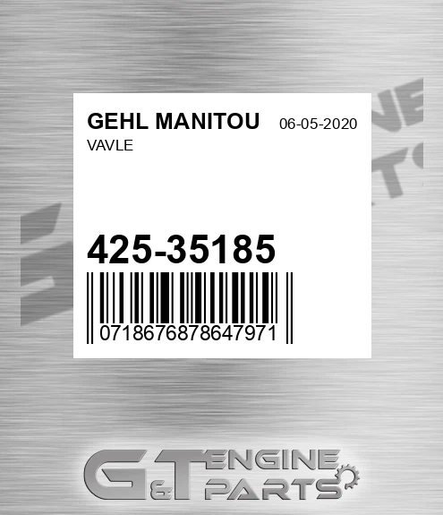 425-35185 Vavle for GEHL MANITOU