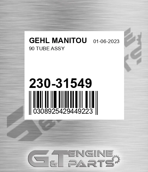 230-31549 90 Tube Assy for GEHL MANITOU