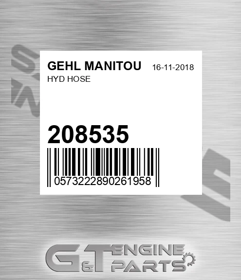 208535 Hyd Hose for GEHL MANITOU