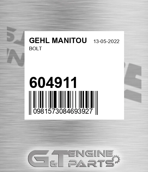 604911 Bolt for GEHL MANITOU