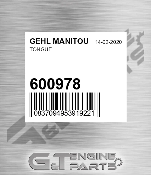 600978 Tongue for GEHL MANITOU