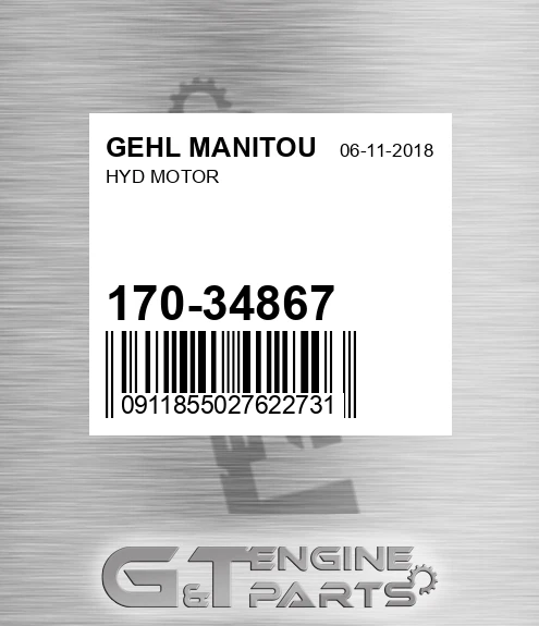 170-34867 Hyd Motor for GEHL MANITOU