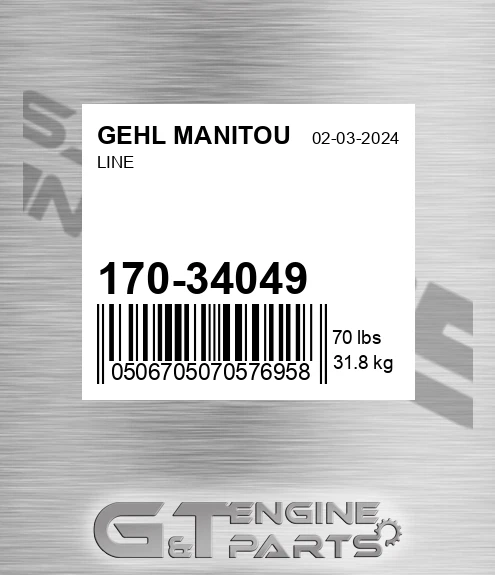 170-34049 Line for GEHL MANITOU