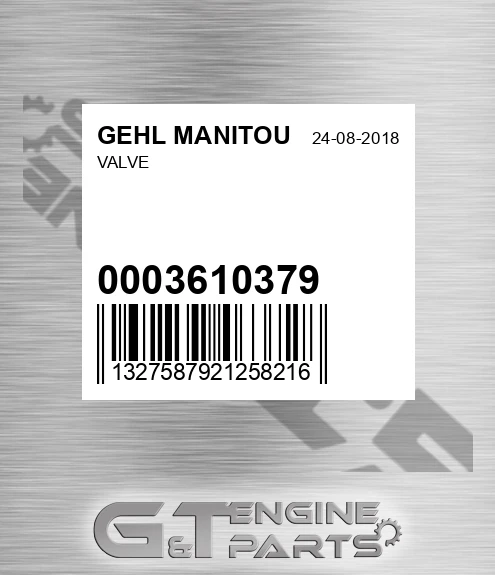 0003610379 Valve for GEHL MANITOU