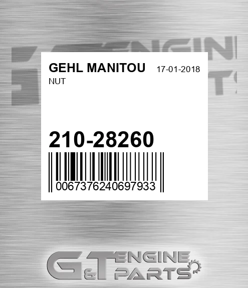 210-28260 Nut for GEHL MANITOU