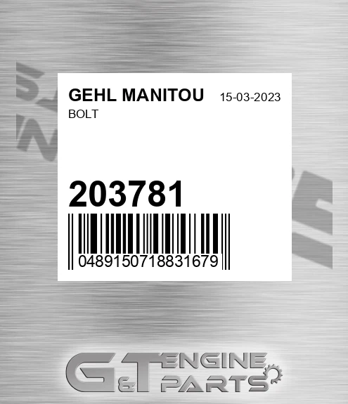 203781 Bolt for GEHL MANITOU