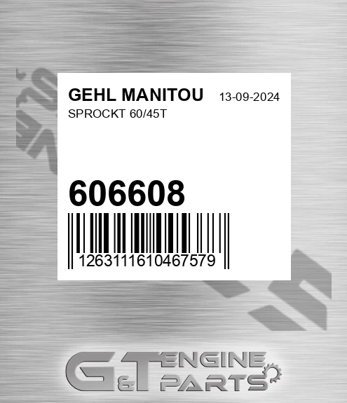 606608 Sprockt 60/45t for GEHL MANITOU