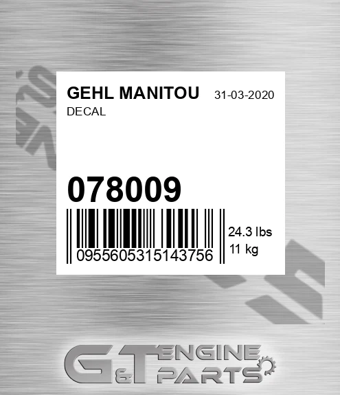 078009 Decal for GEHL MANITOU