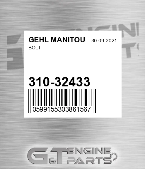 310-32433 Bolt for GEHL MANITOU