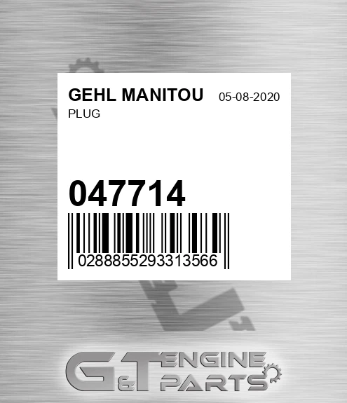 047714 Plug for GEHL MANITOU