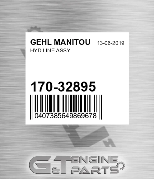 170-32895 Hyd Line Assy for GEHL MANITOU