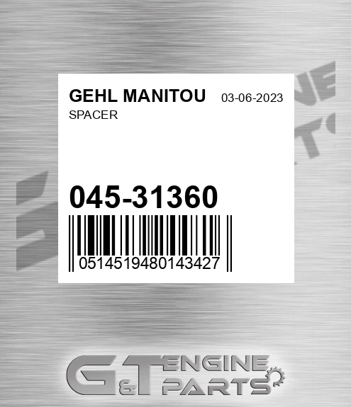 045-31360 Spacer for GEHL MANITOU