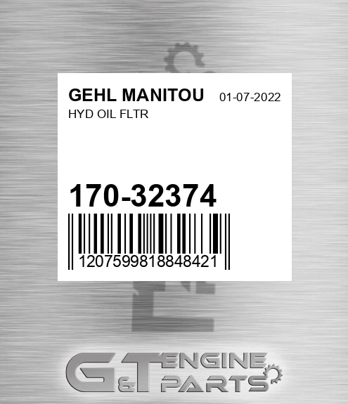 170-32374 Hyd Oil Fltr for GEHL MANITOU