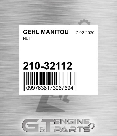 210-32112 Nut for GEHL MANITOU