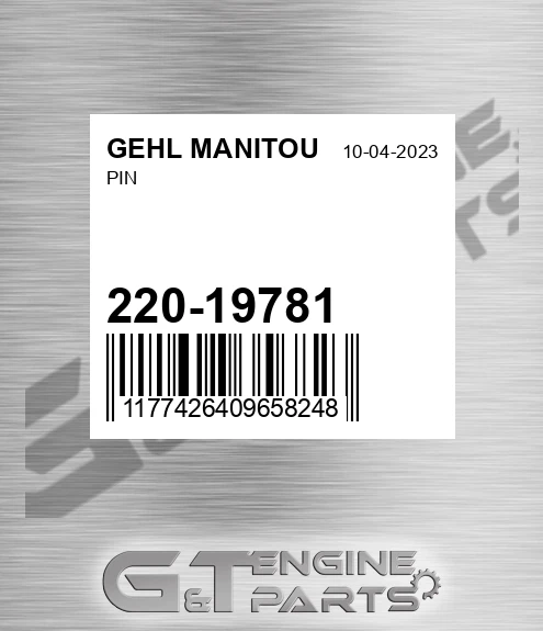 220-19781 Pin for GEHL MANITOU