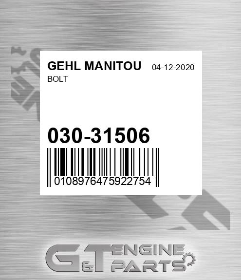 030-31506 Bolt for GEHL MANITOU