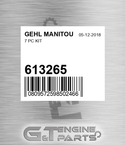 613265 7 Pc Kit for GEHL MANITOU