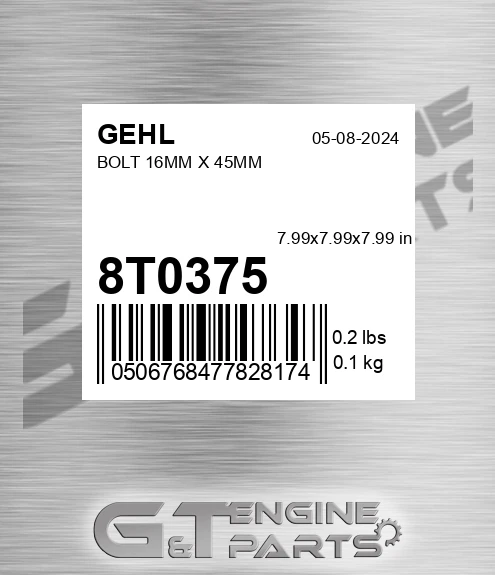 8T0375 GEHL Bolt 16mm X 45mm