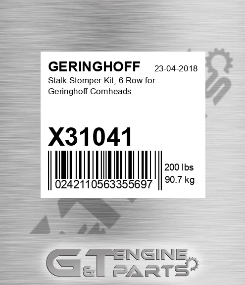 X31041 GERINGHOFF Stalk Stomper Kit, 6 Row For Geringhoff Cornheads