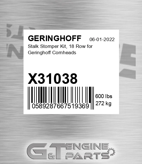 X31038 GERINGHOFF Stalk Stomper Kit, 18 Row For Geringhoff Cornheads